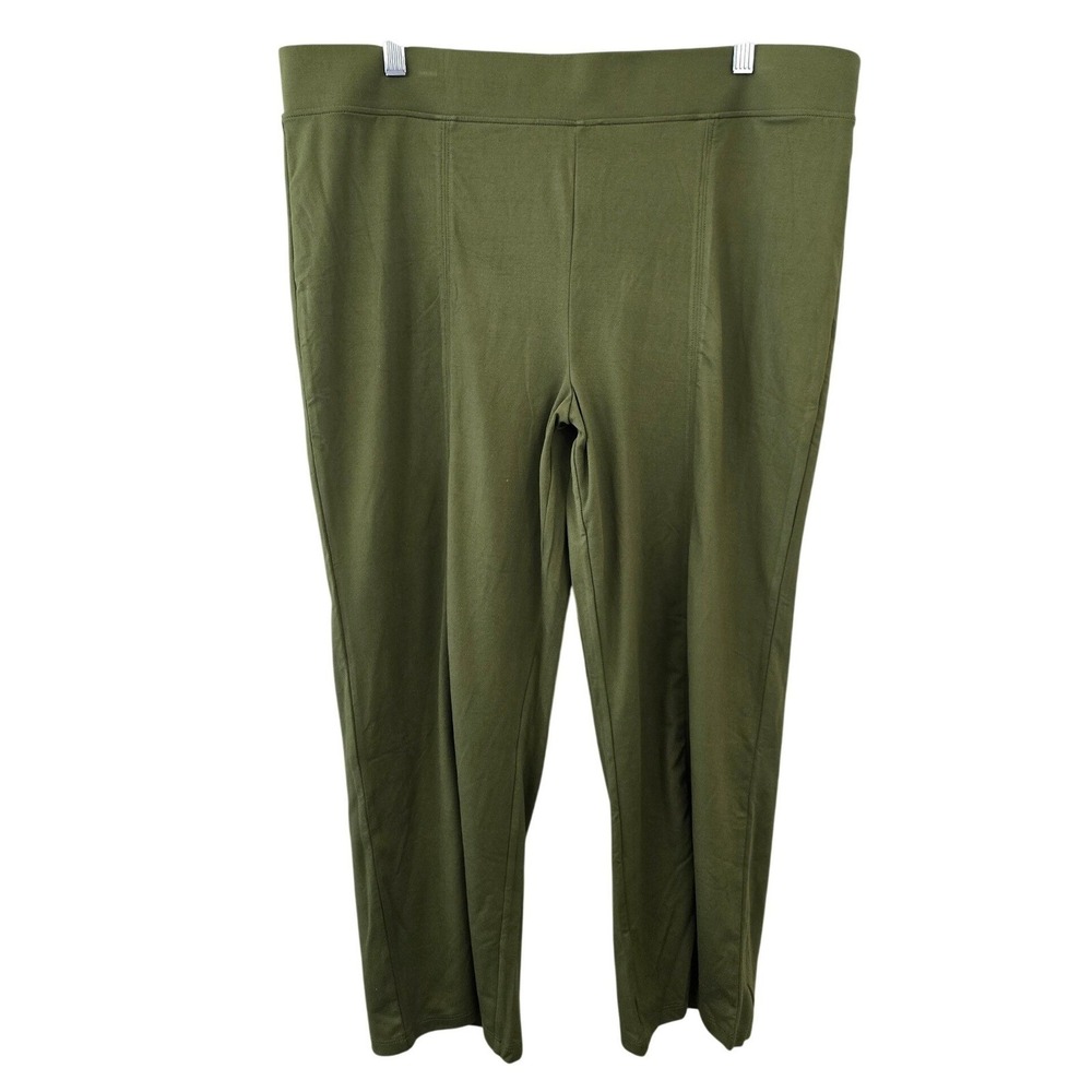 Cuddl Duds Flexwear Split Hem Cropped Pants Olive 1X